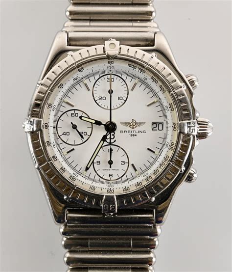 breitling 1884 watch mens brown leather band|Breitling watches 1884 chronograph.